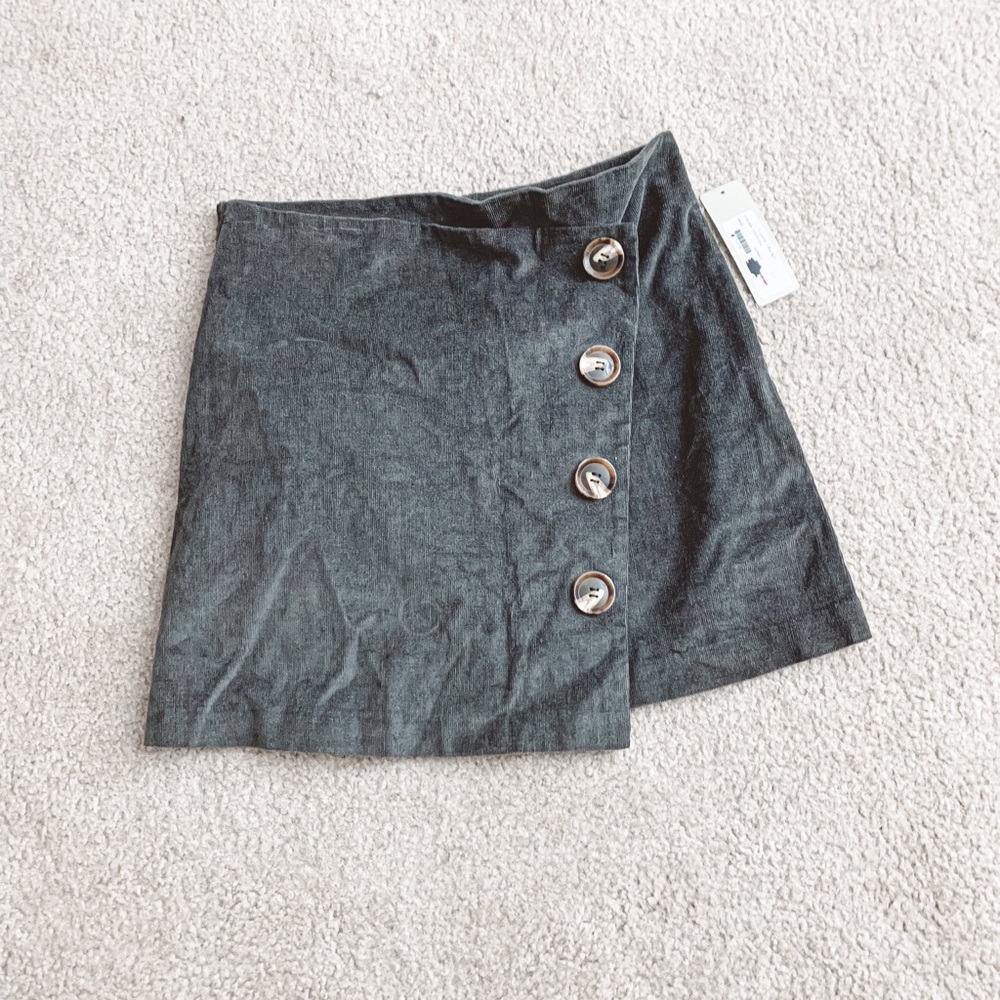 Addie corduroy crossover button down wrap Skirt